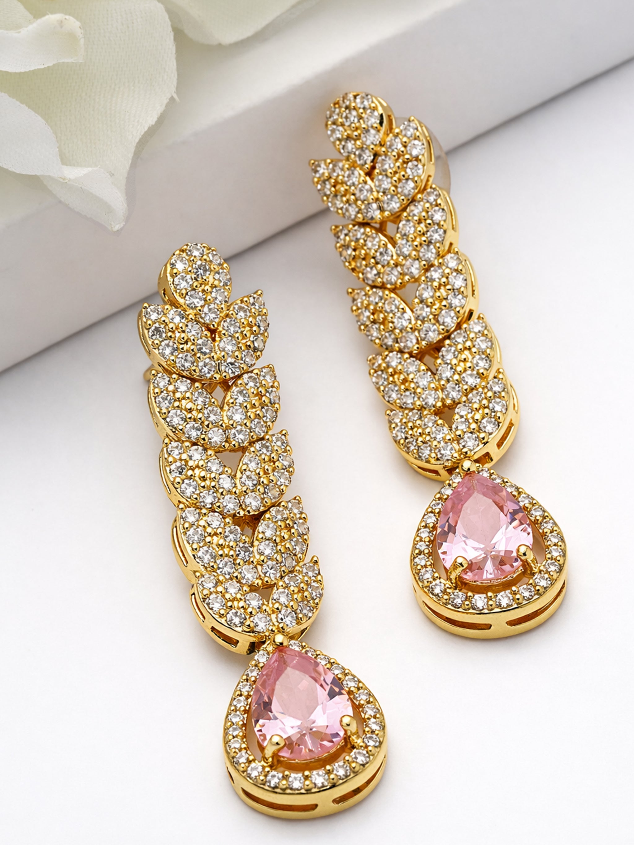 Leaf Cascade Teardrop Statement Earrings