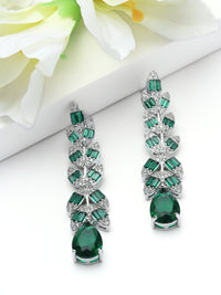 Leaf Baguette Waterfall Statement Earrings