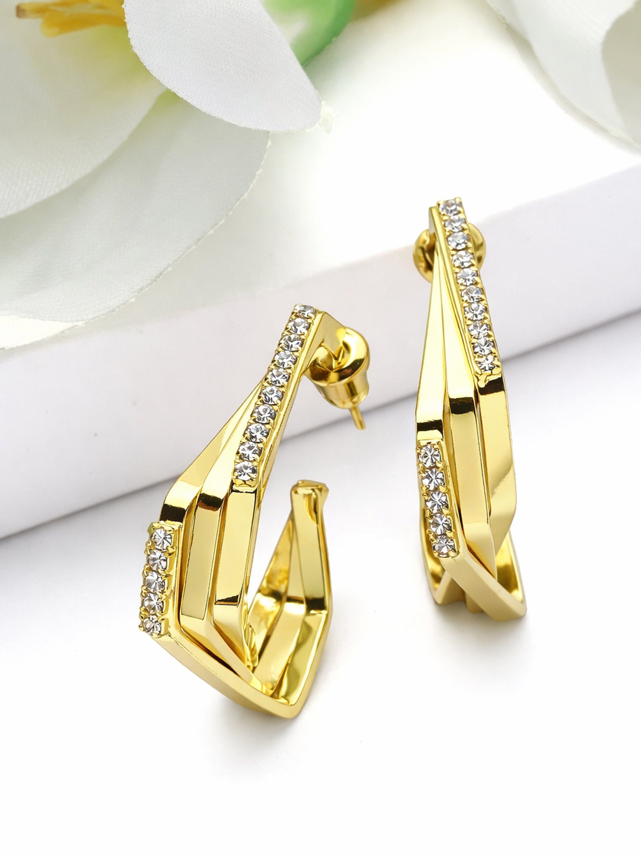 Angular Pavé Hoop Earrings