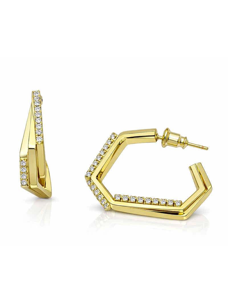 Angular Pavé Hoop Earrings