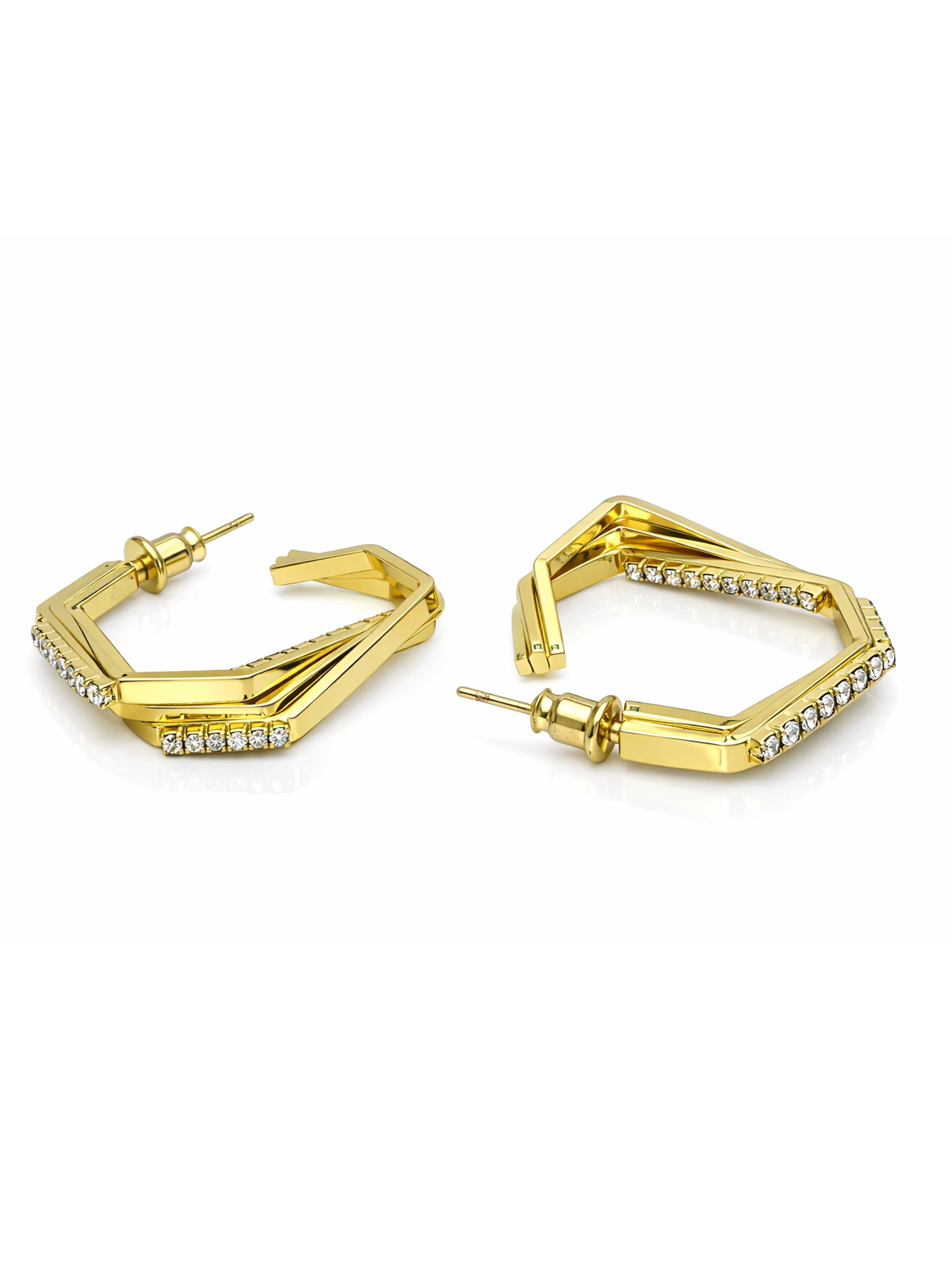 Angular Pavé Hoop Earrings