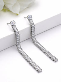 Linear Crystal Tassel Drop Earrings