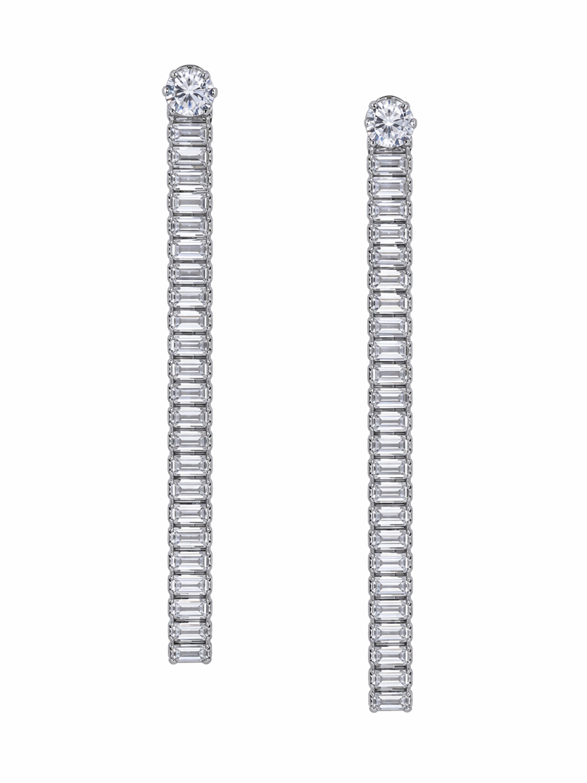Linear Crystal Tassel Drop Earrings