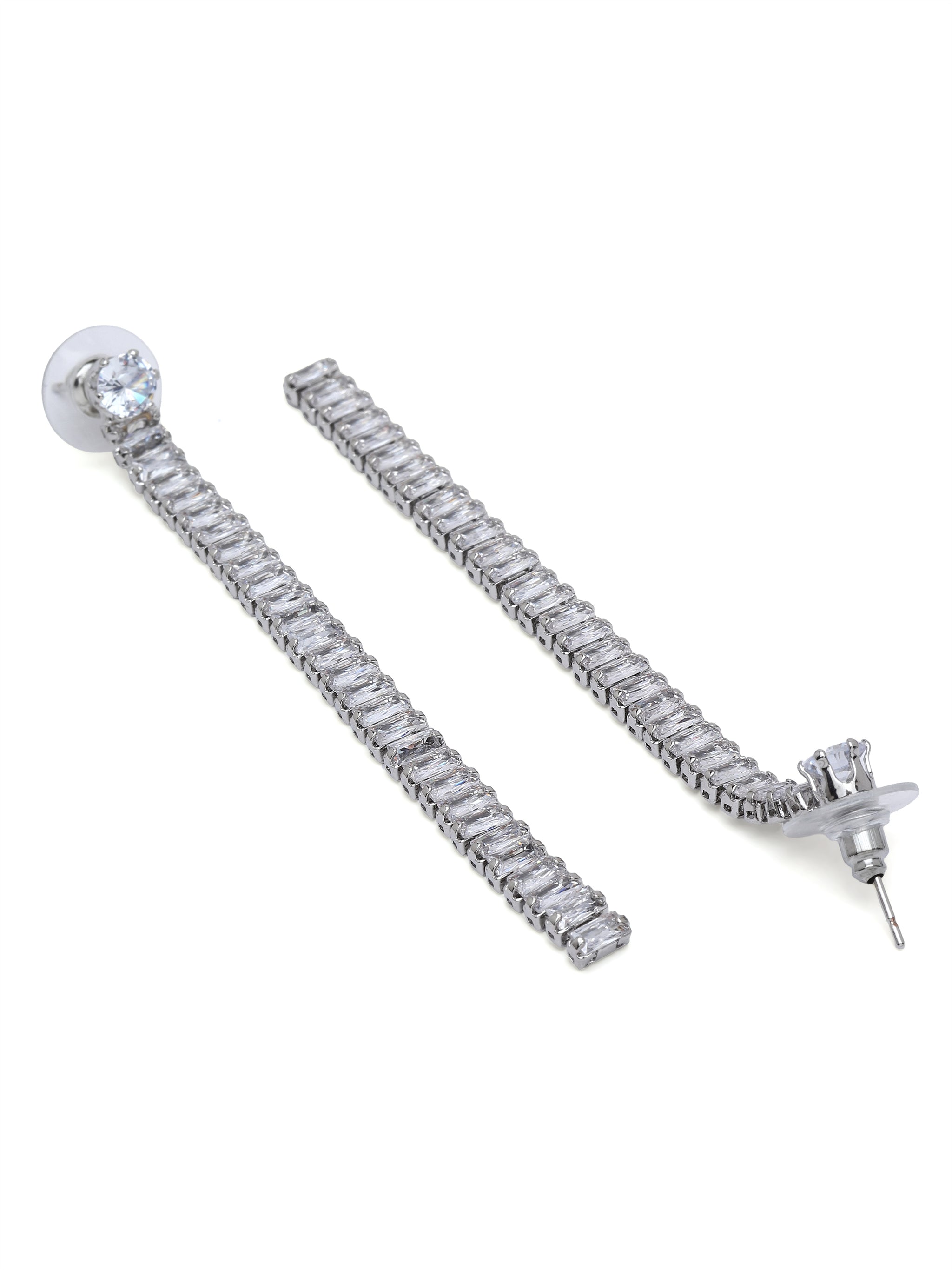 Linear Crystal Tassel Drop Earrings