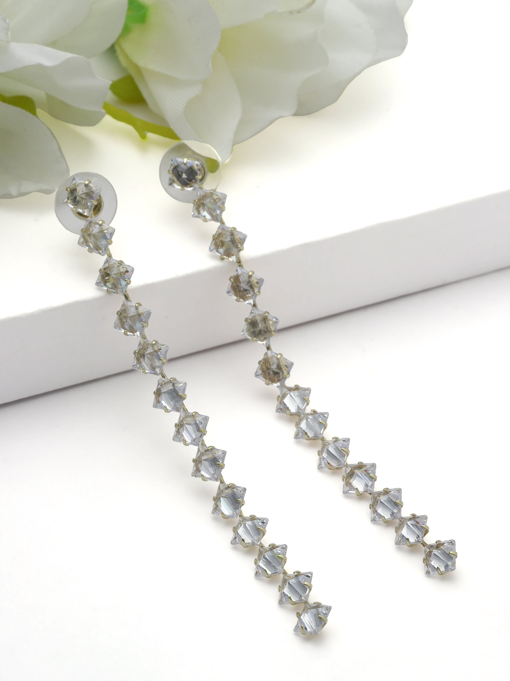 Crystal Line Drop Earrings