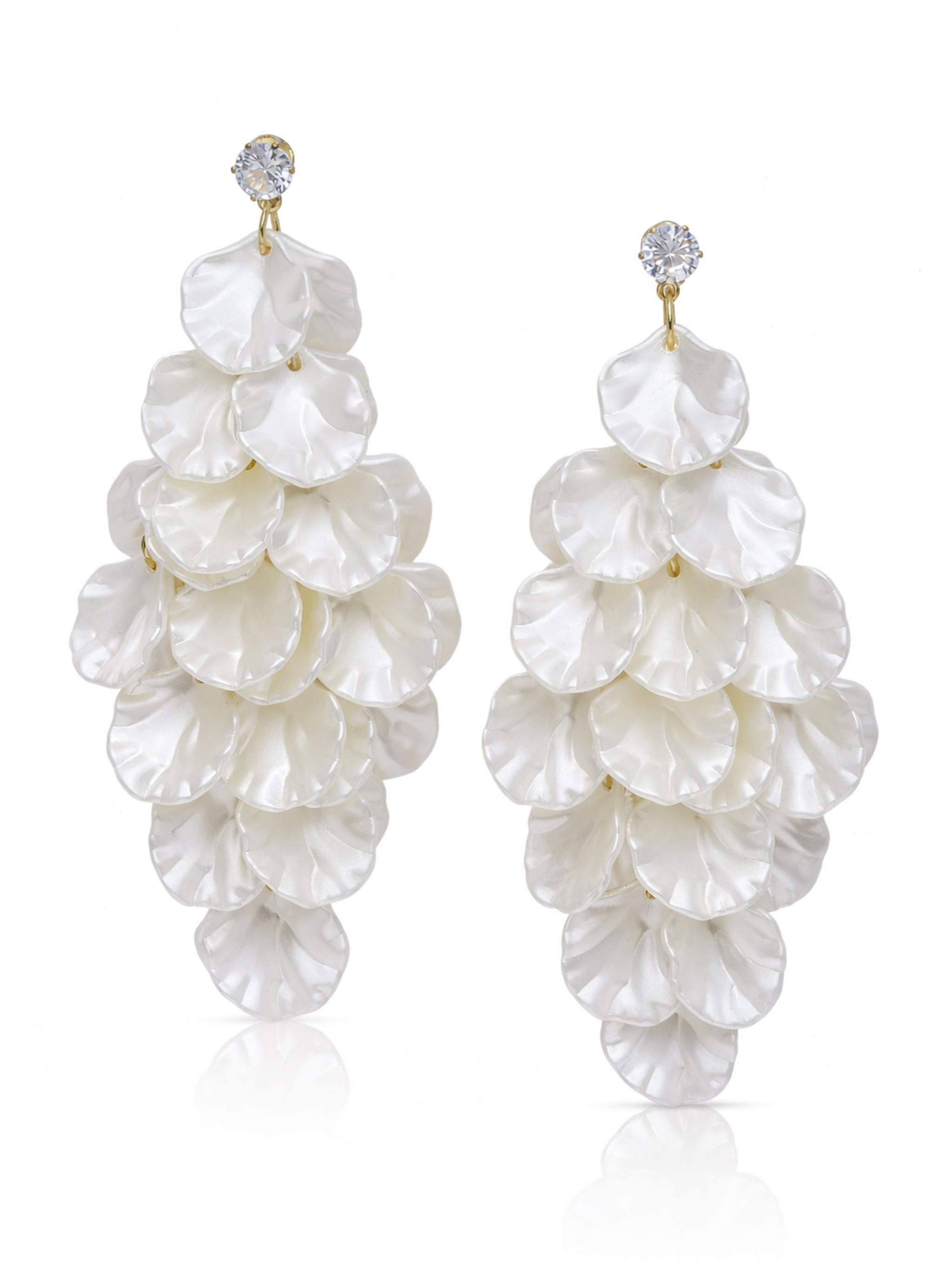 Crinkled Petal Cascade Statement Earrings