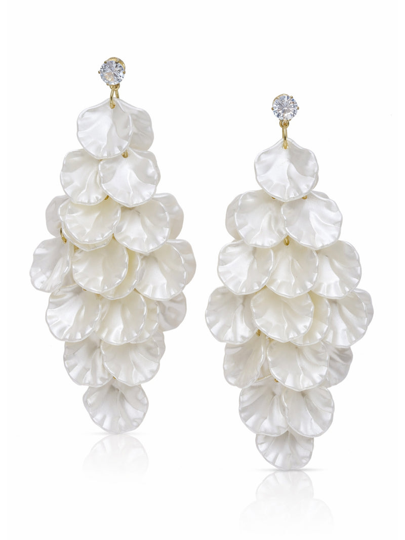 Crinkled Petal Cascade Statement Earrings