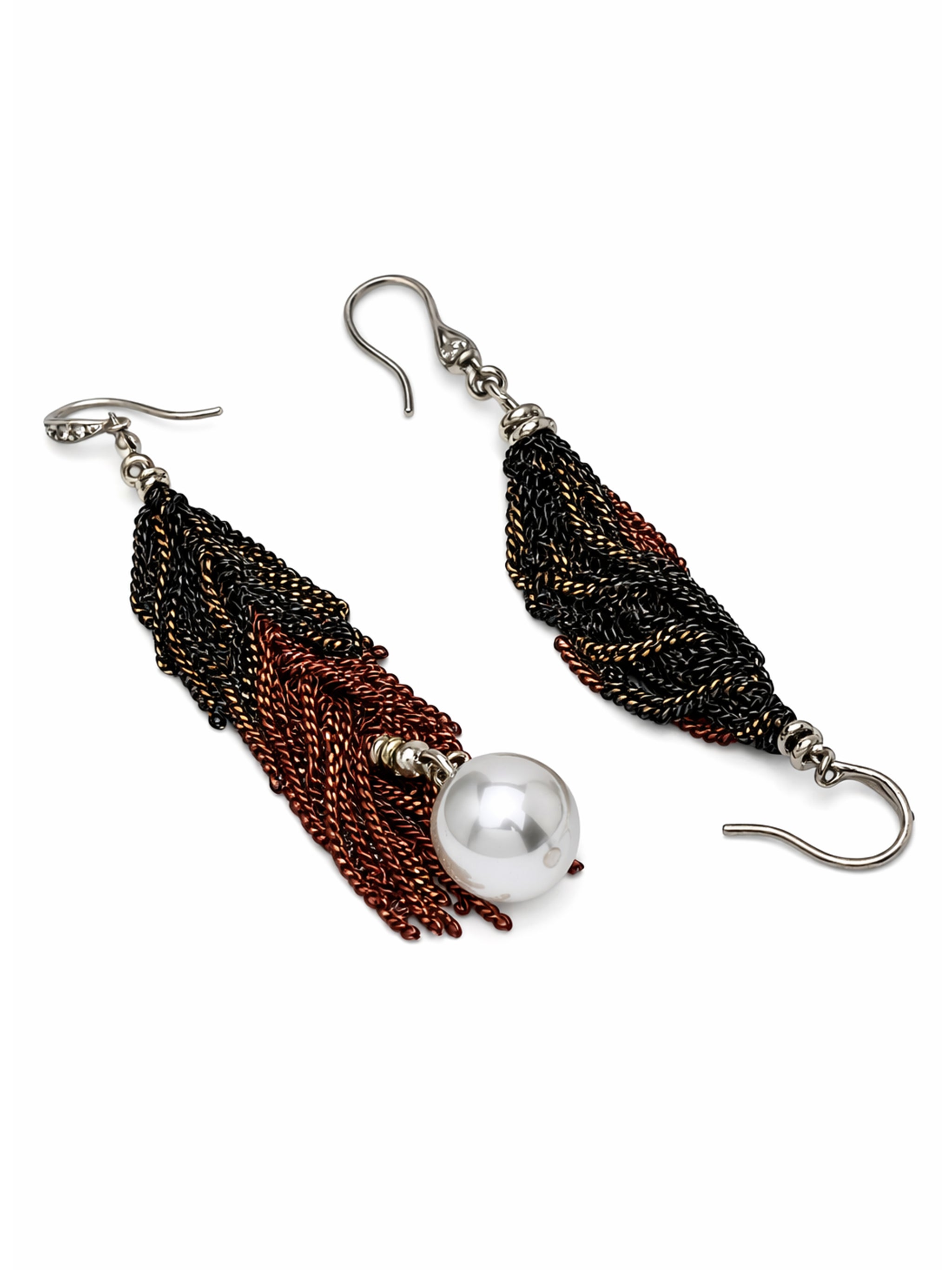 Ombre Chain Tassel Pearl Drop Earrings