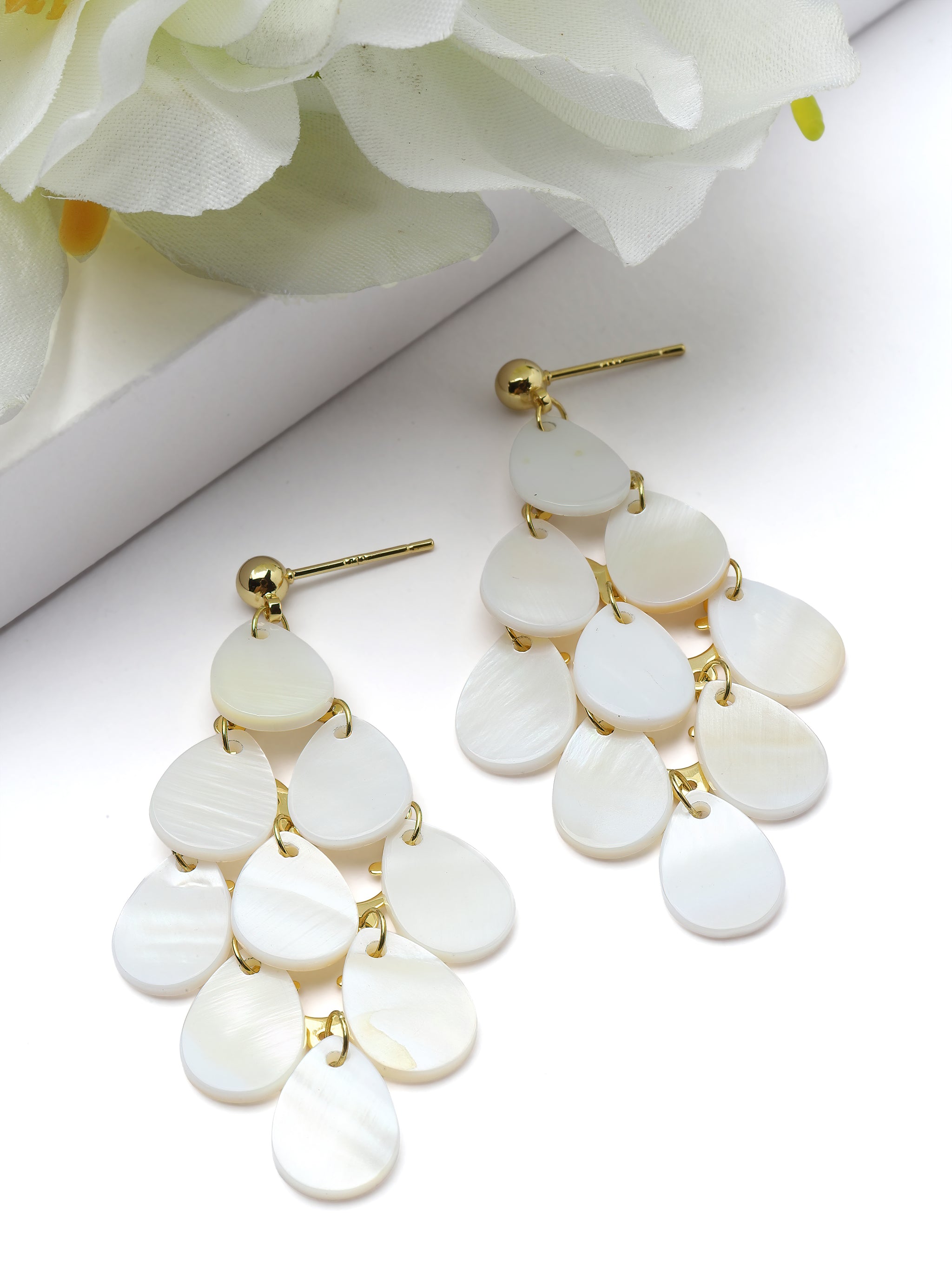Mother-of-Pearl Cascade Chandelier Earrings