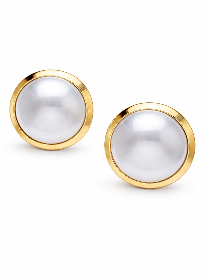 Domed Pearl-Effect Statement Stud Earrings
