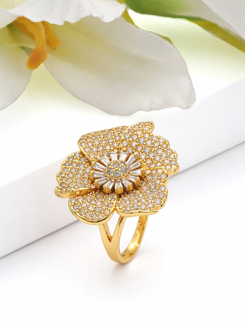 Pavé Floral Statement Ring
