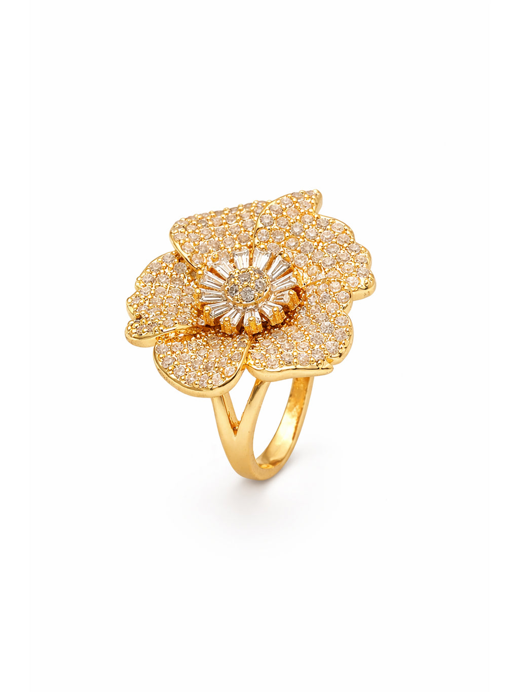Pavé Floral Statement Ring