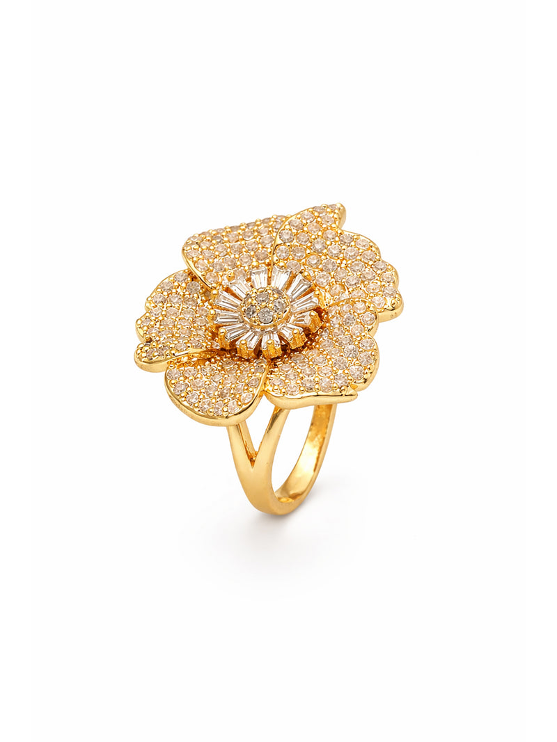 Pavé Floral Statement Ring