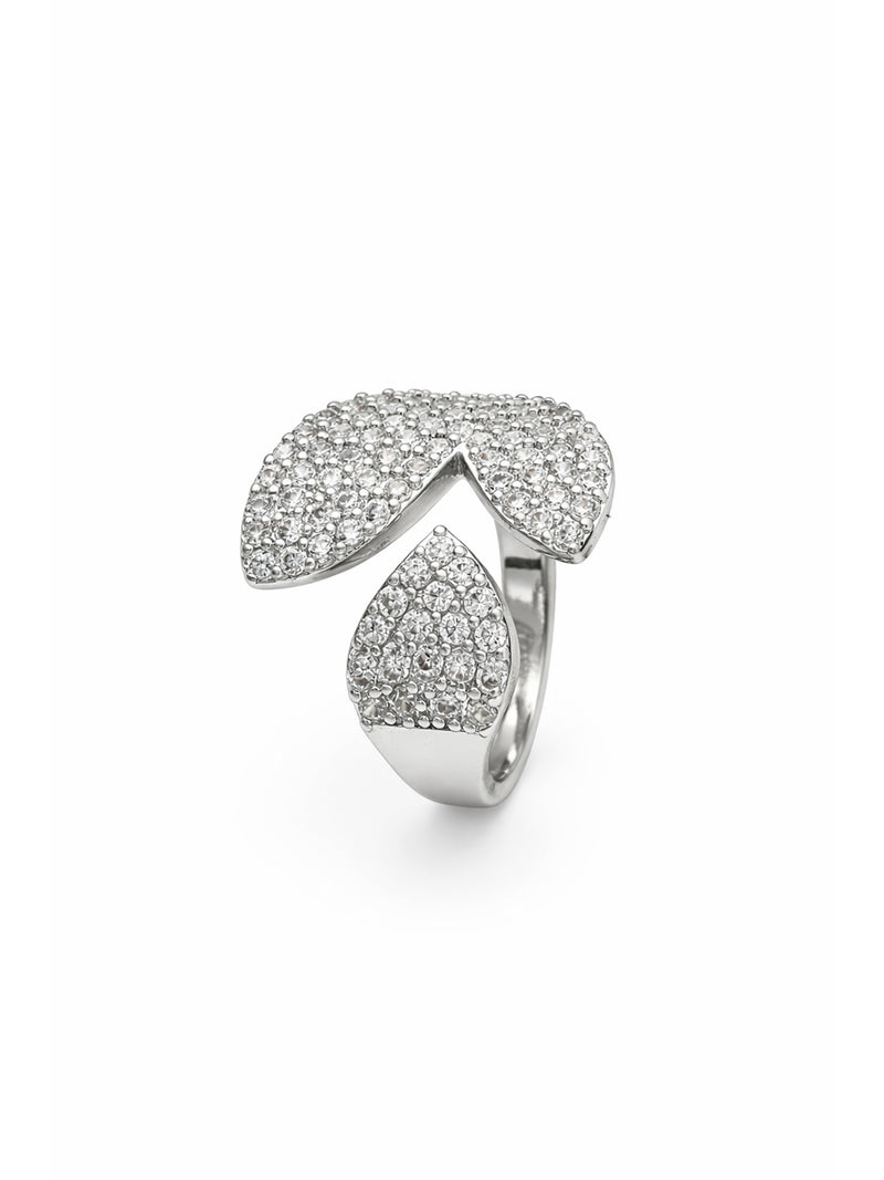Abstract Pavé Open Ring