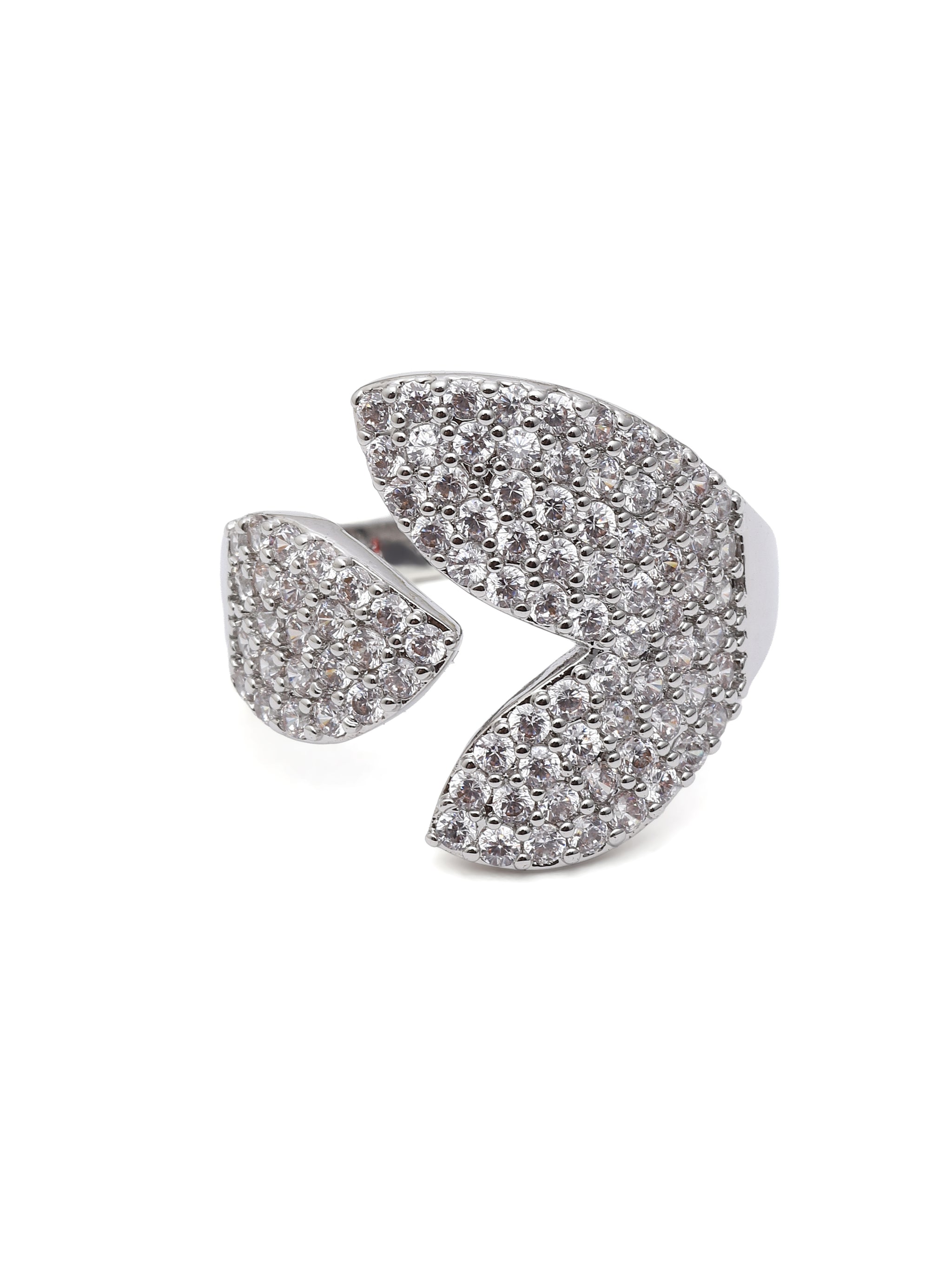 Abstract Pavé Open Ring