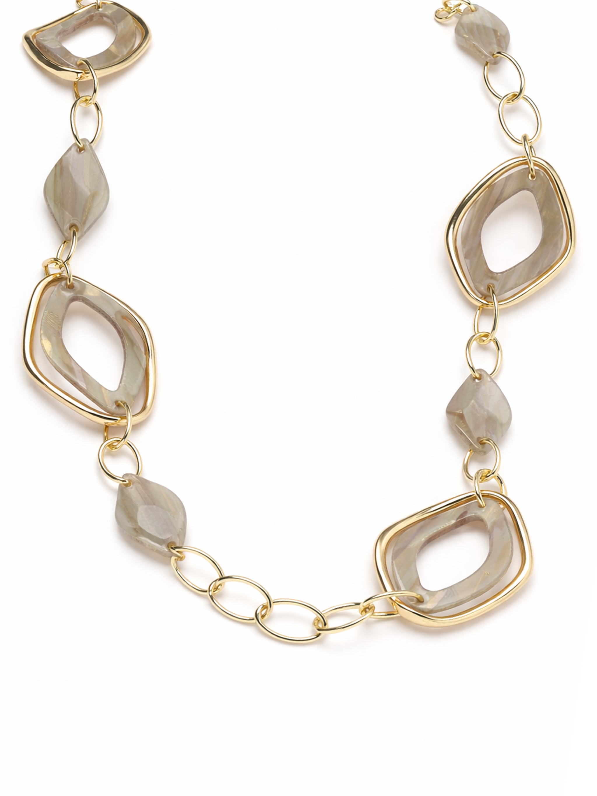 Geometric Shell Link Statement Necklace