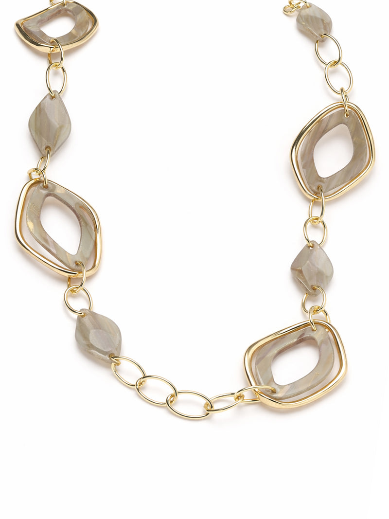 Geometric Shell Link Statement Necklace