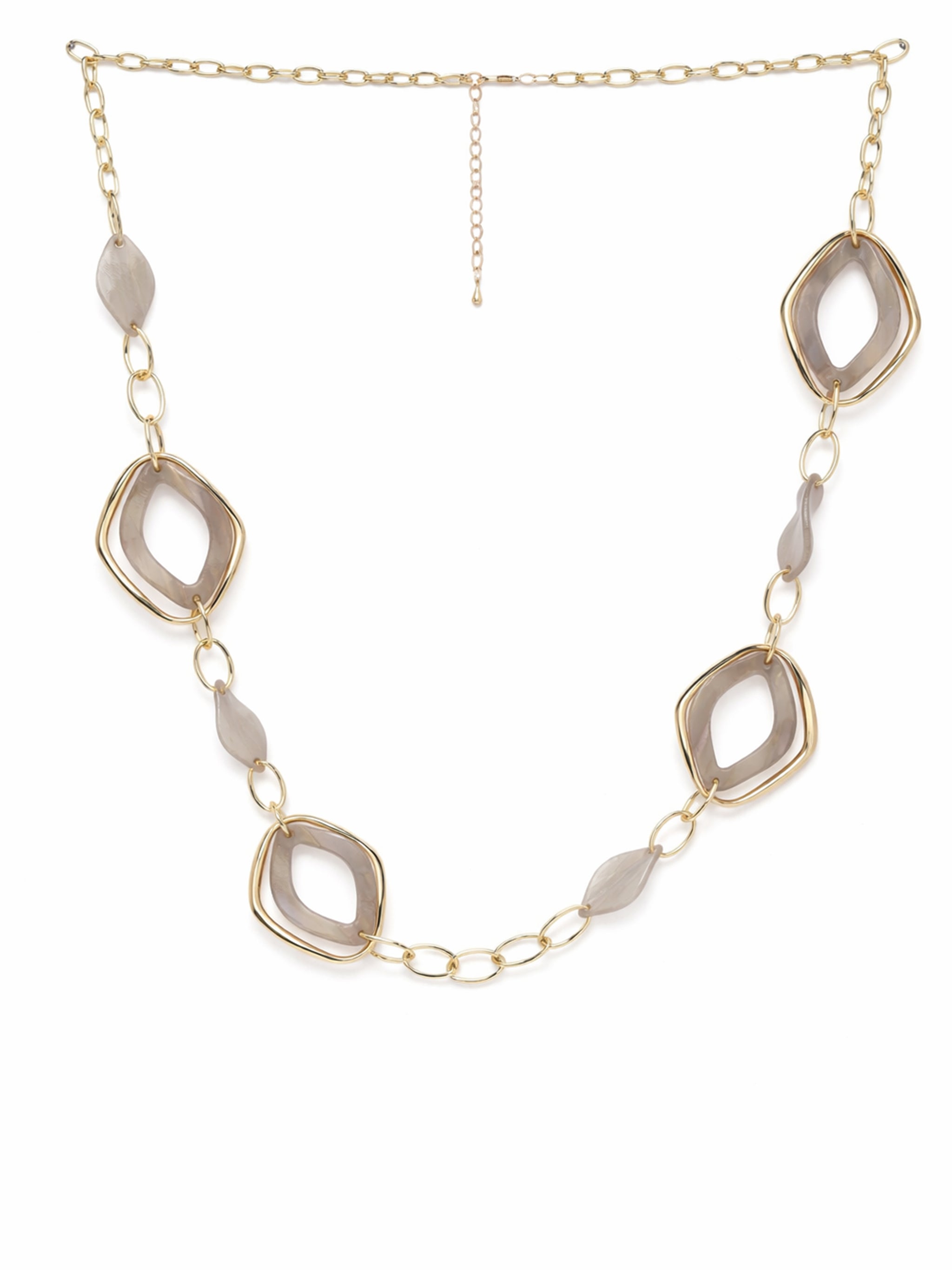 Geometric Shell Link Statement Necklace