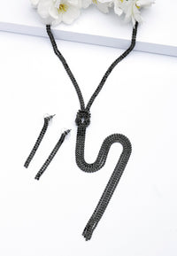 Black Color Tassel Gleaming Necklace Set