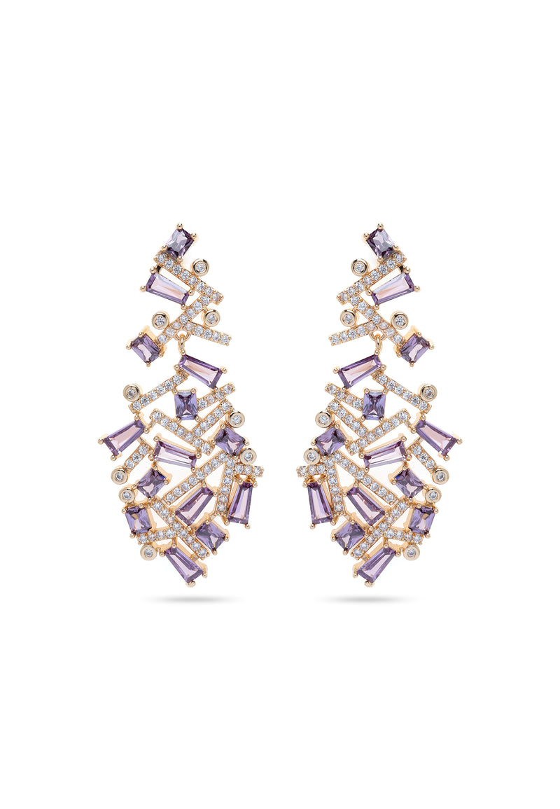 Boucles d'oreilles torsadées violettes en cascade