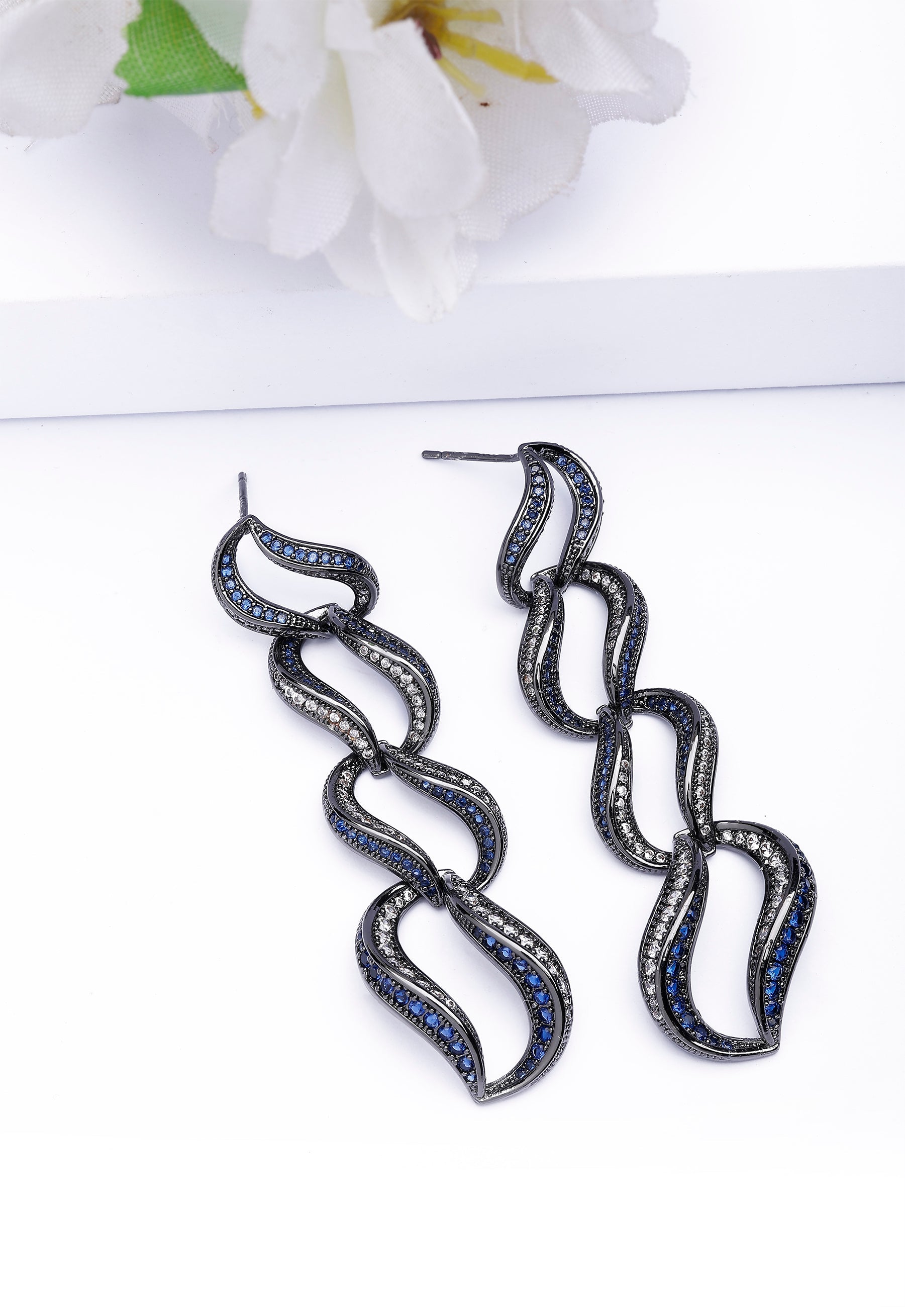 Dark Blue Curvy Loop Earrings