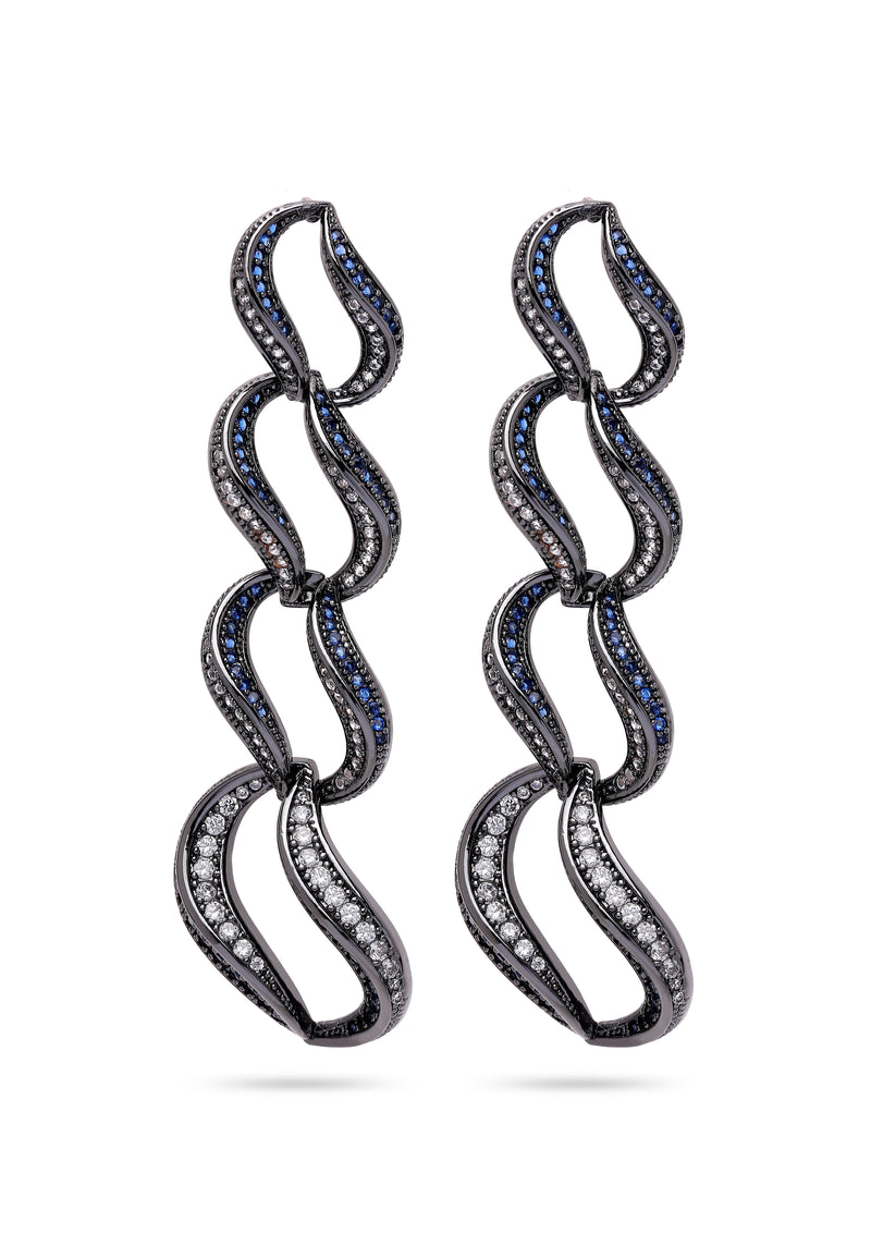 Dark Blue Curvy Loop Earrings
