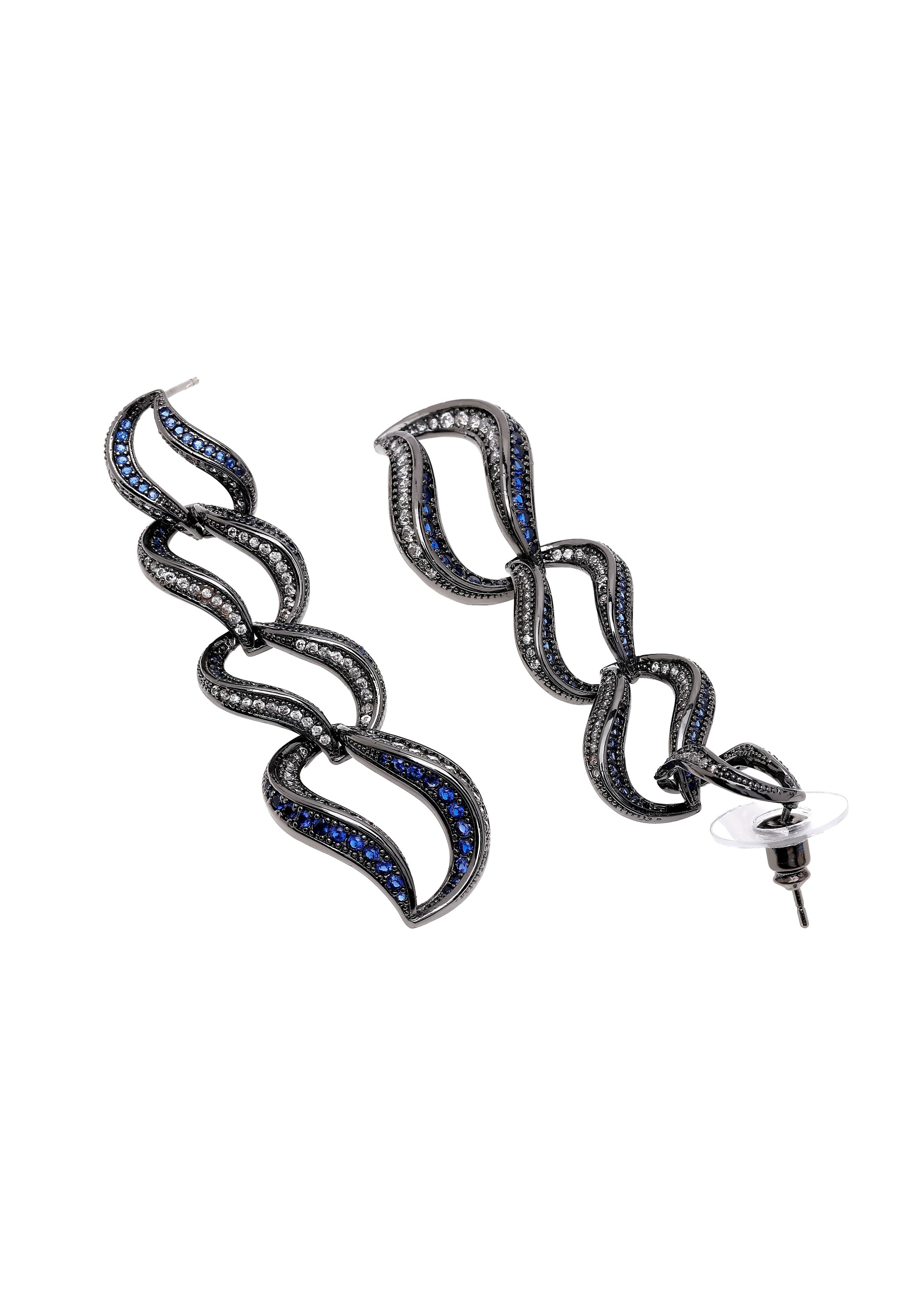 Dark Blue Curvy Loop Earrings
