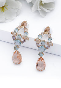 Magnifiques boucles d'oreilles pendantes couleur champagne