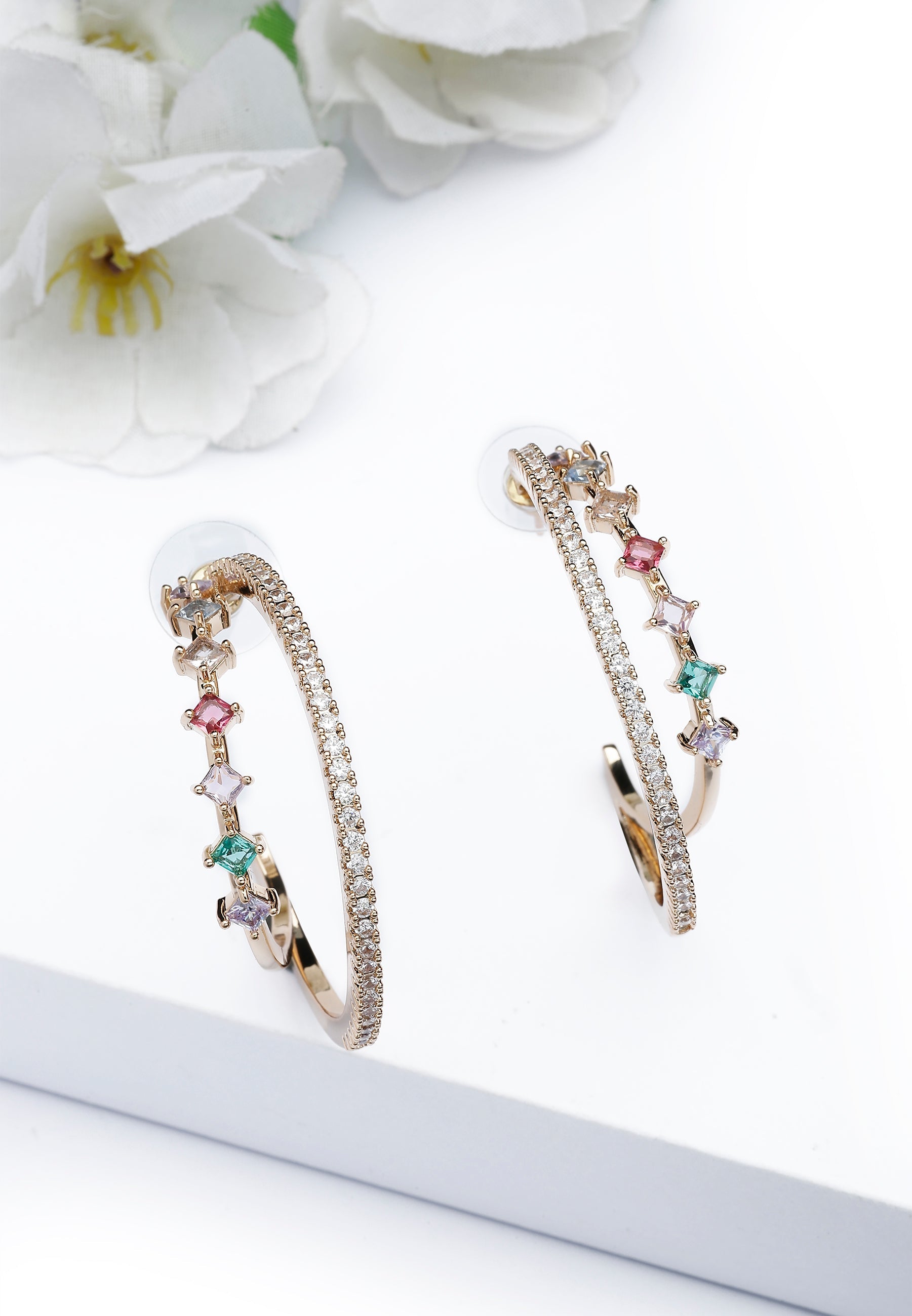 Boucles d'oreilles créoles multicolores