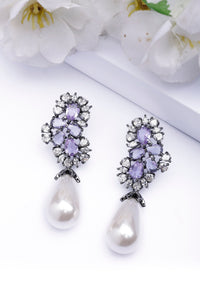 Elegant Purple Pearl Drop Earring
