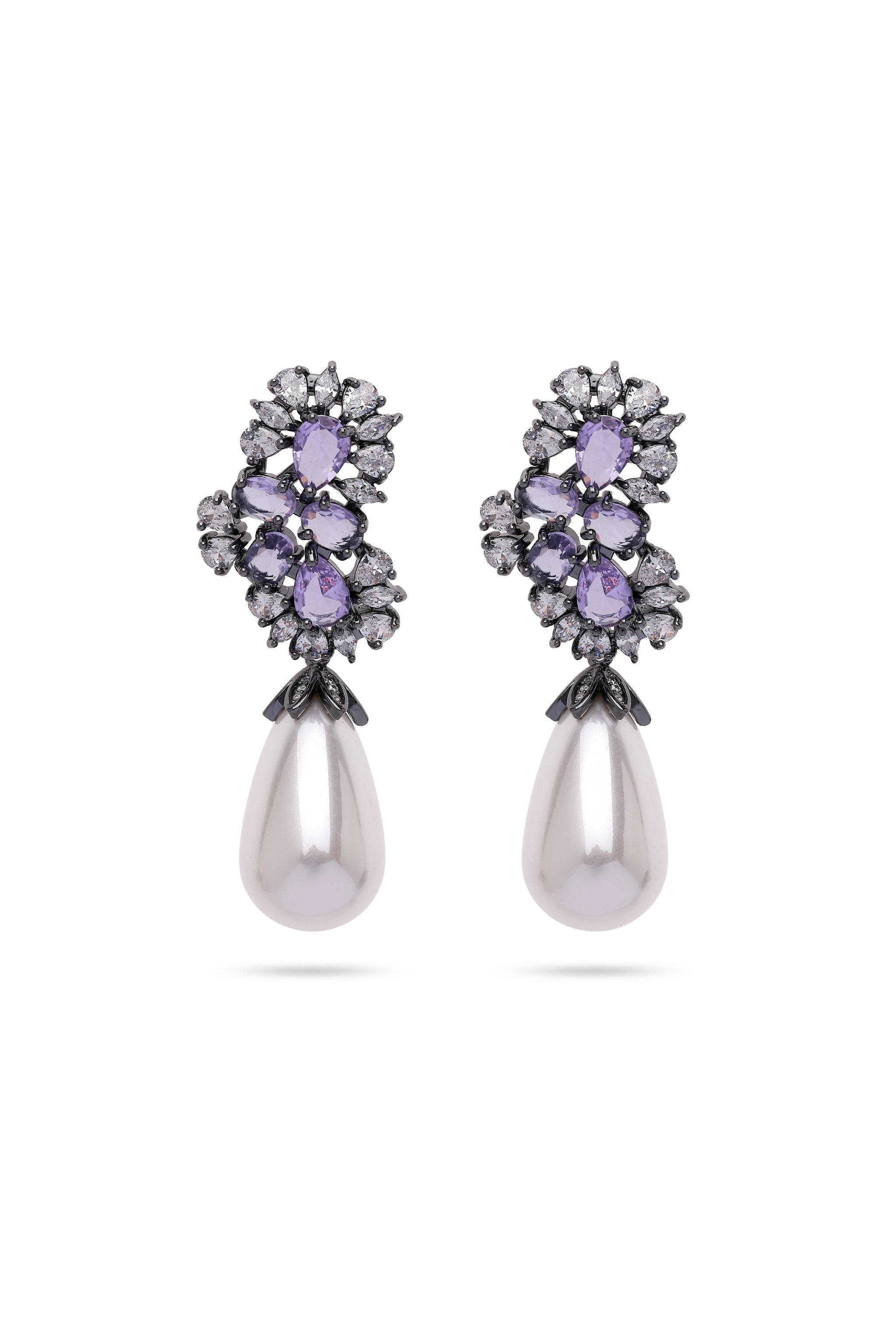 Elegant Purple Pearl Drop Earring