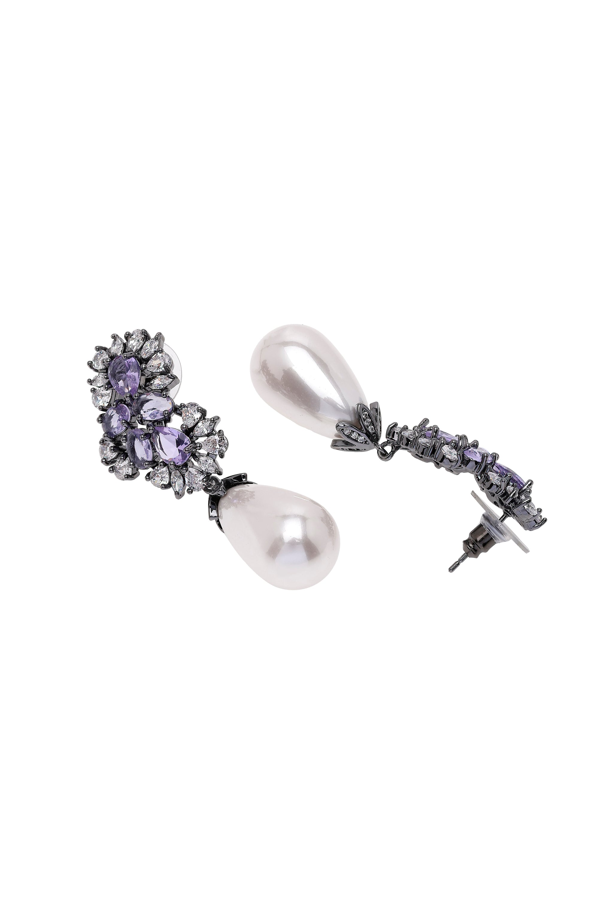 Elegant Purple Pearl Drop Earring