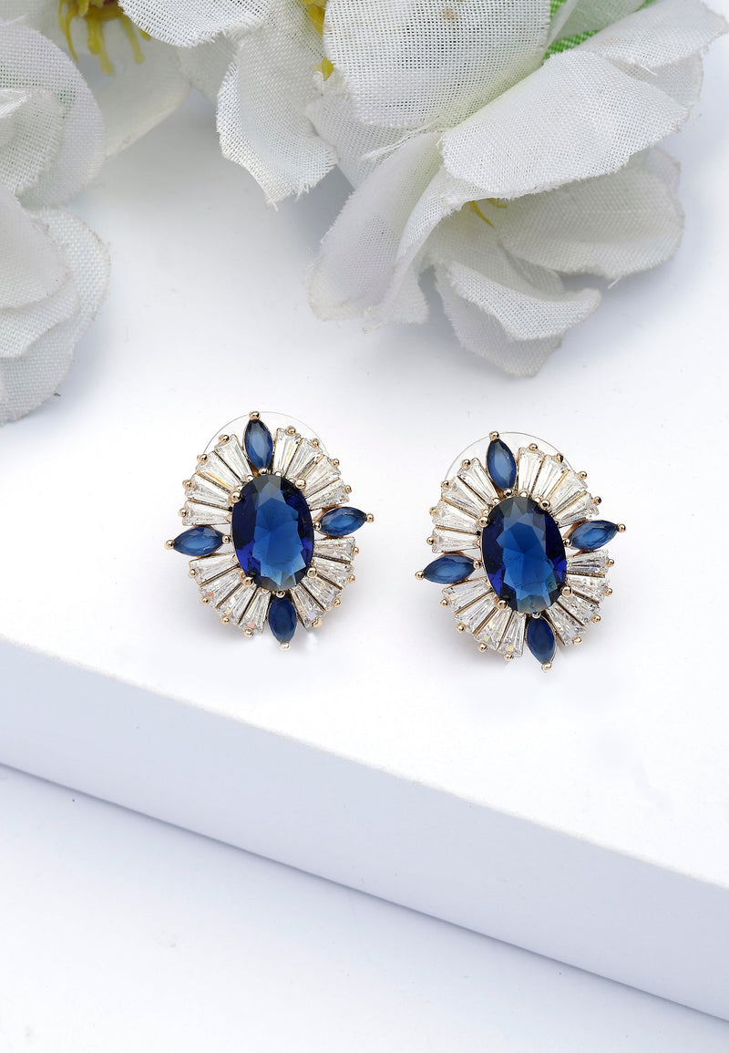 Boucles d'oreilles puces bleu foncé intemporelles