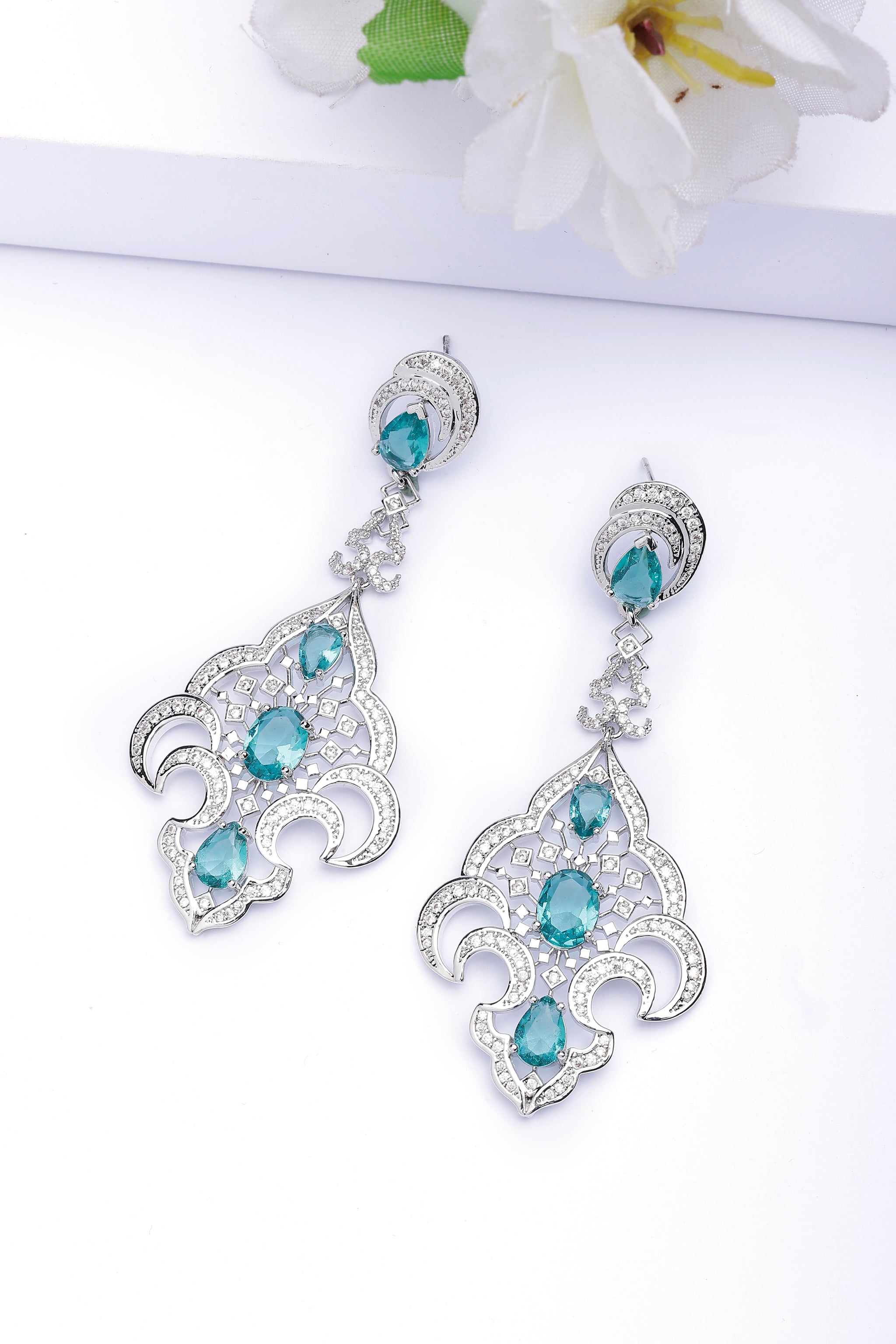 Contemporary Designer Green Drop Earrings