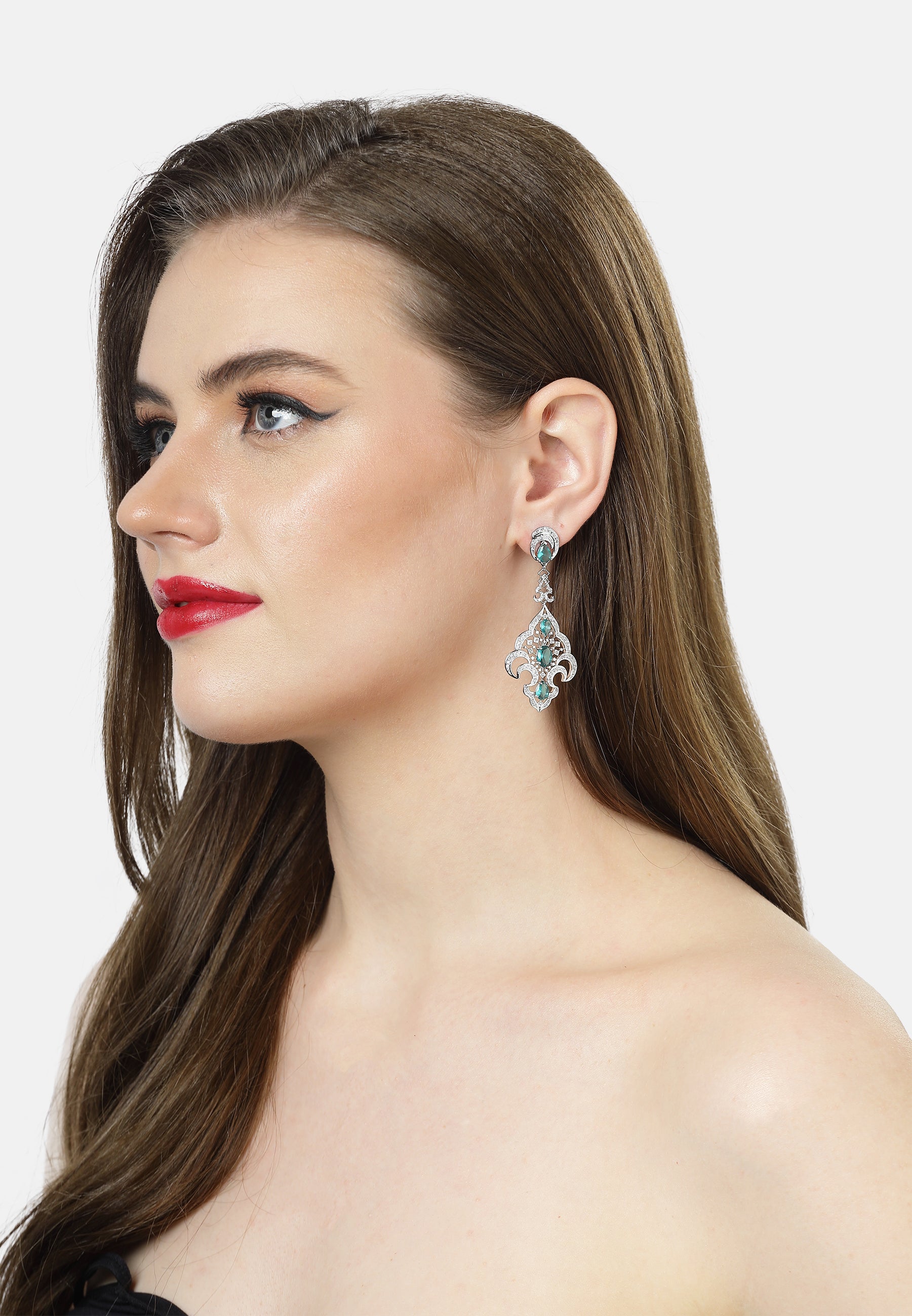 Contemporary Designer Green Drop Earrings