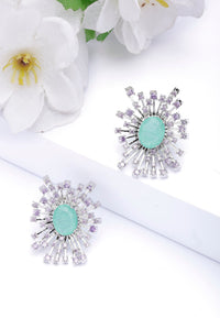 Light Purple Snowflake Oval Stud Earrings
