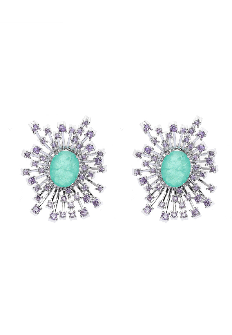 Light Purple Snowflake Oval Stud Earrings