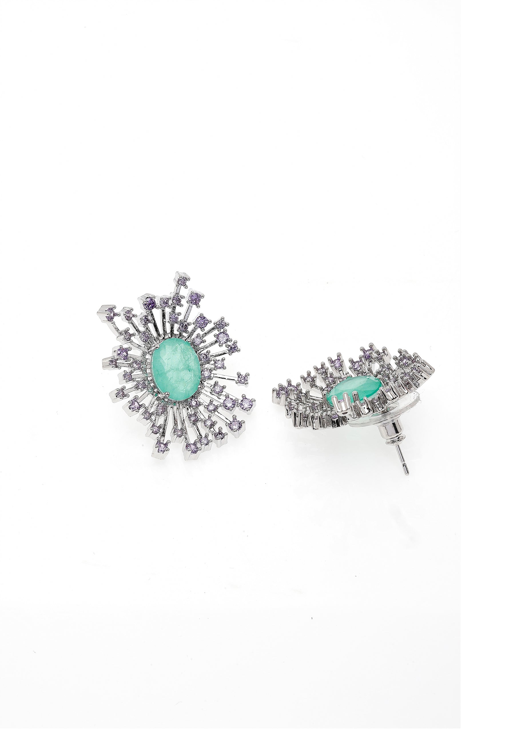 Light Purple Snowflake Oval Stud Earrings