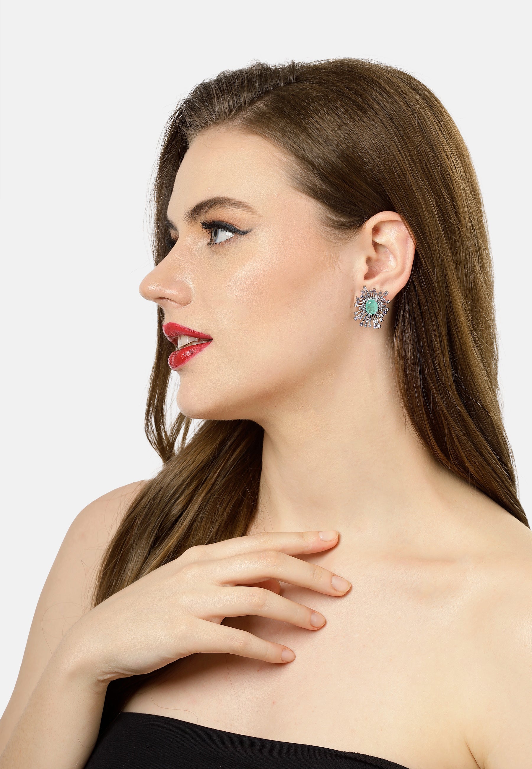 Light Purple Snowflake Oval Stud Earrings