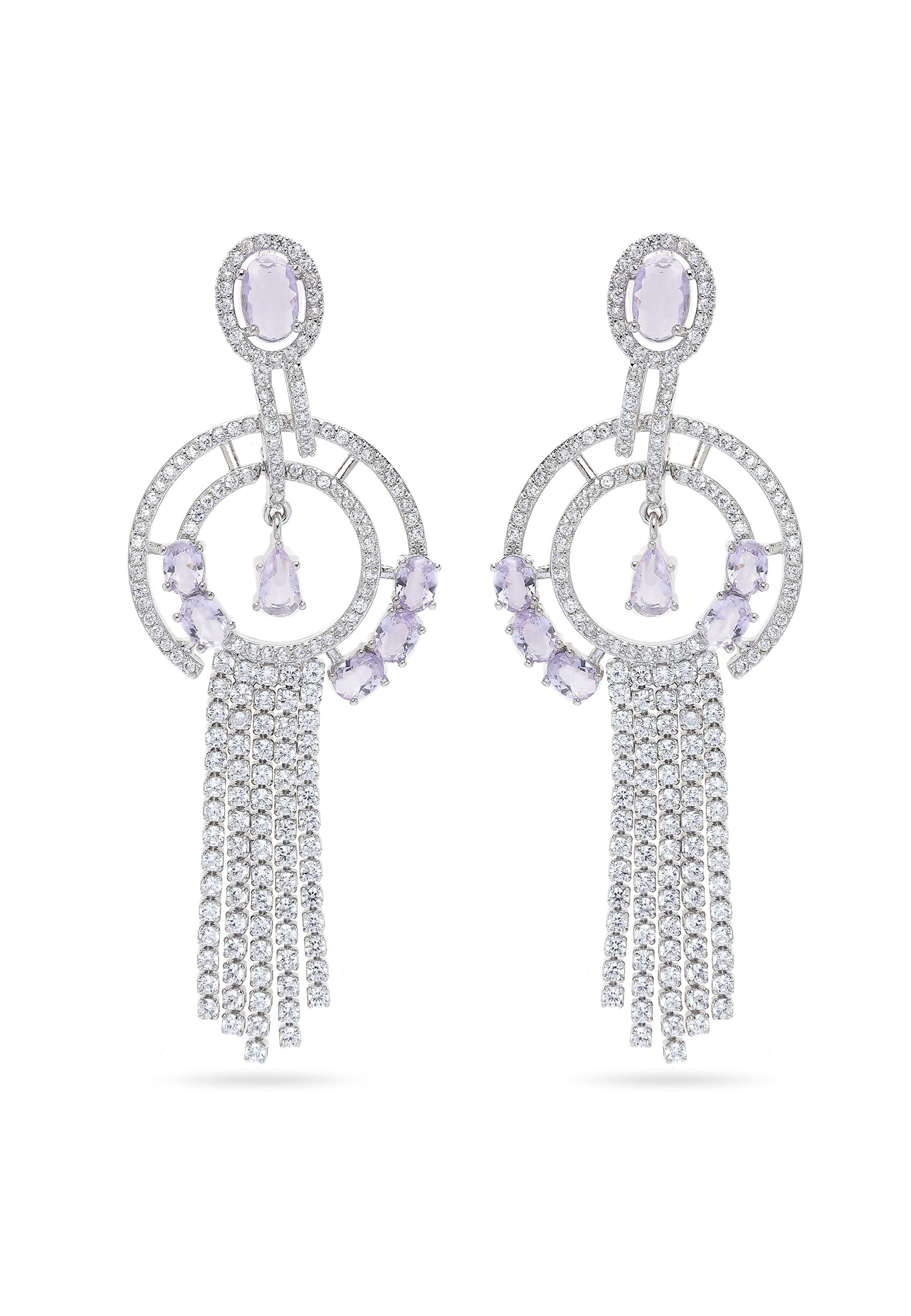 Geometric Purple Chain Dangle Earrings