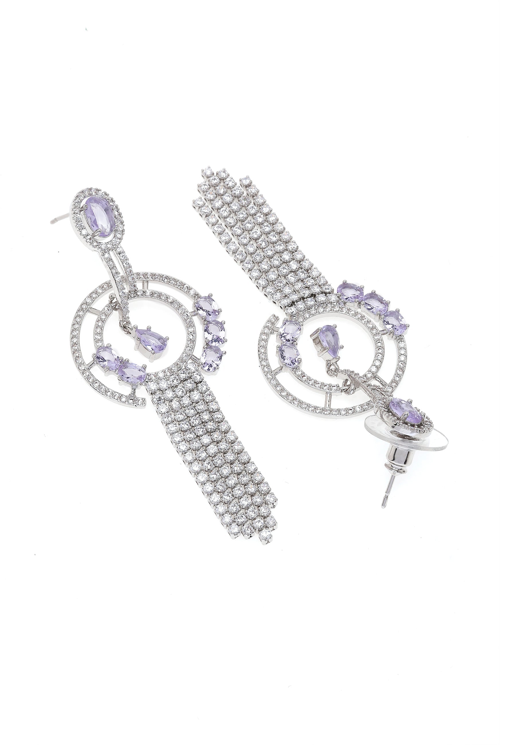 Geometric Purple Chain Dangle Earrings