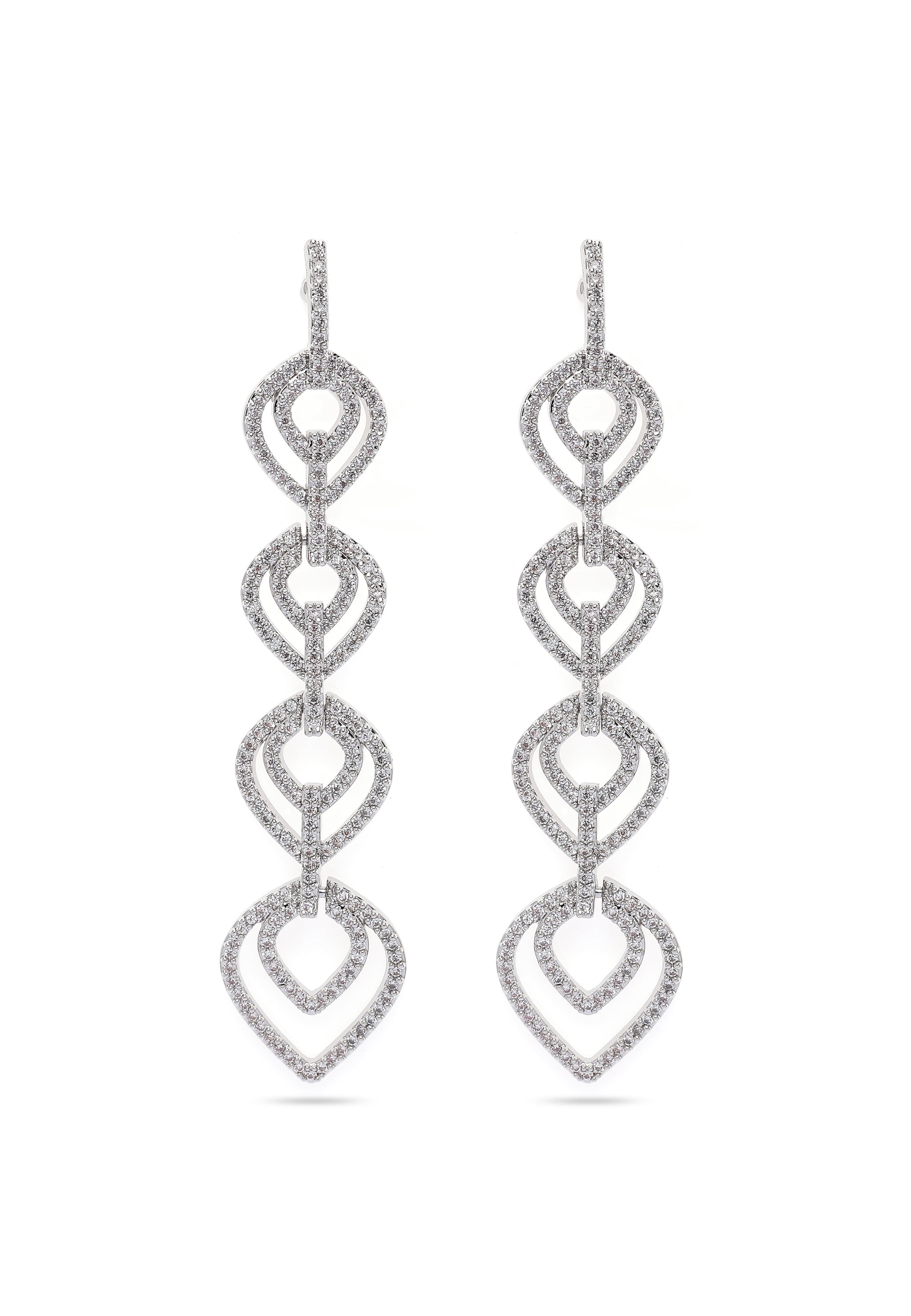 Silver Colored Teardrop Dangle Earrings