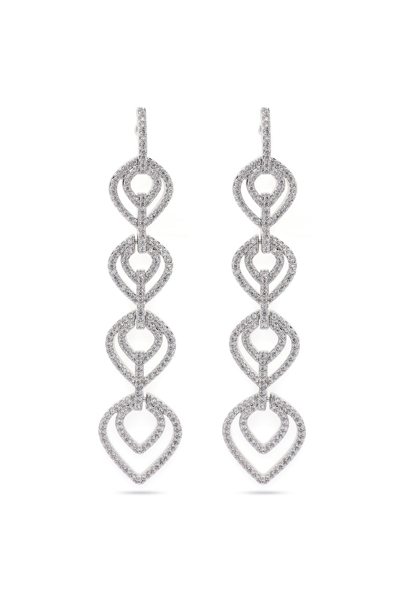 Boucles d'oreilles pendantes argentées en forme de larme