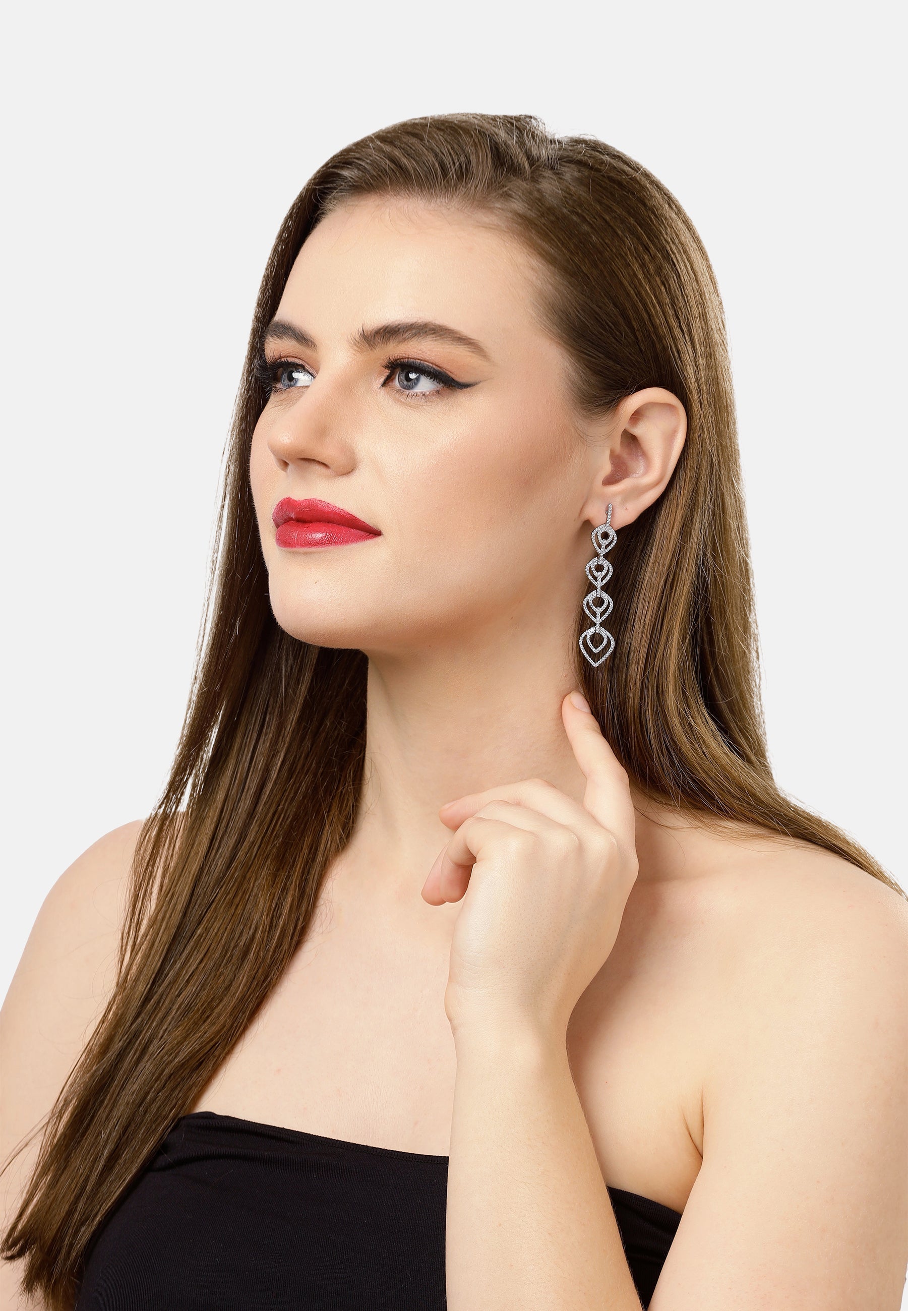 Silver Colored Teardrop Dangle Earrings