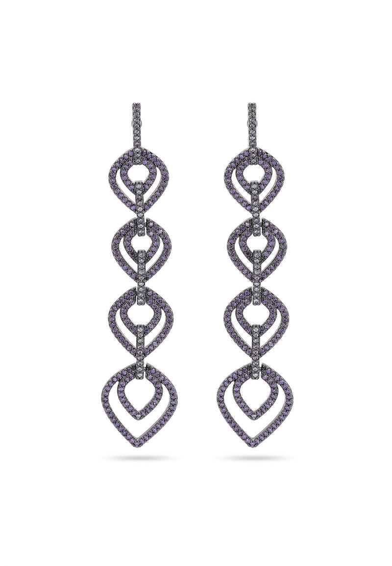 Boucles d'oreilles pendantes violettes en forme de larme