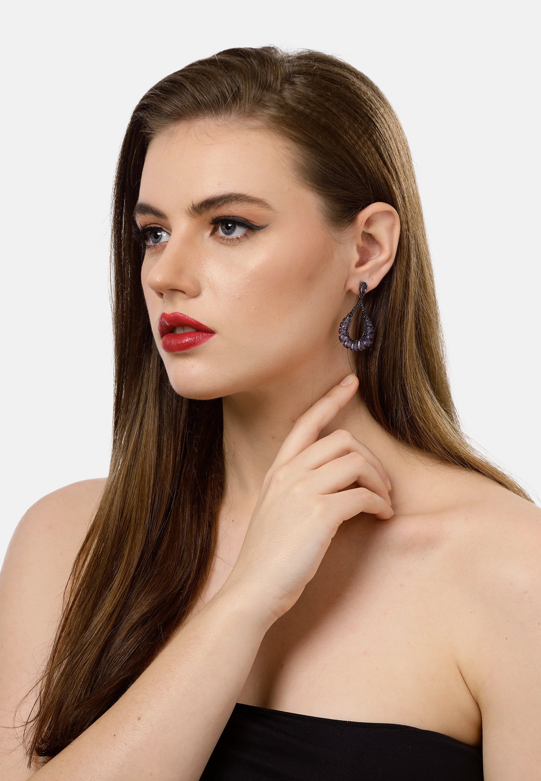 Dark Purple Teardrop Earrings