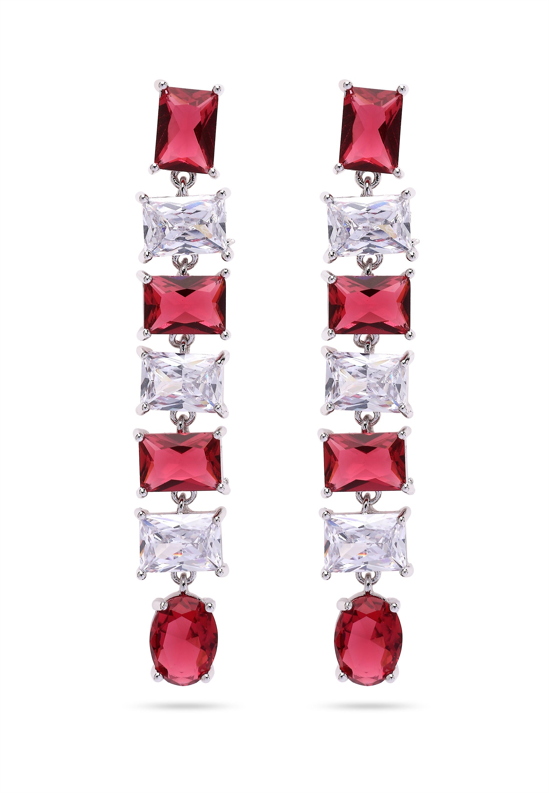 Hot Red Square Drop Earrings