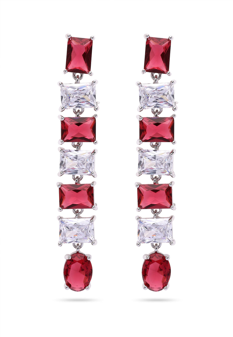 Boucles d'oreilles pendantes carrées rouges chaudes