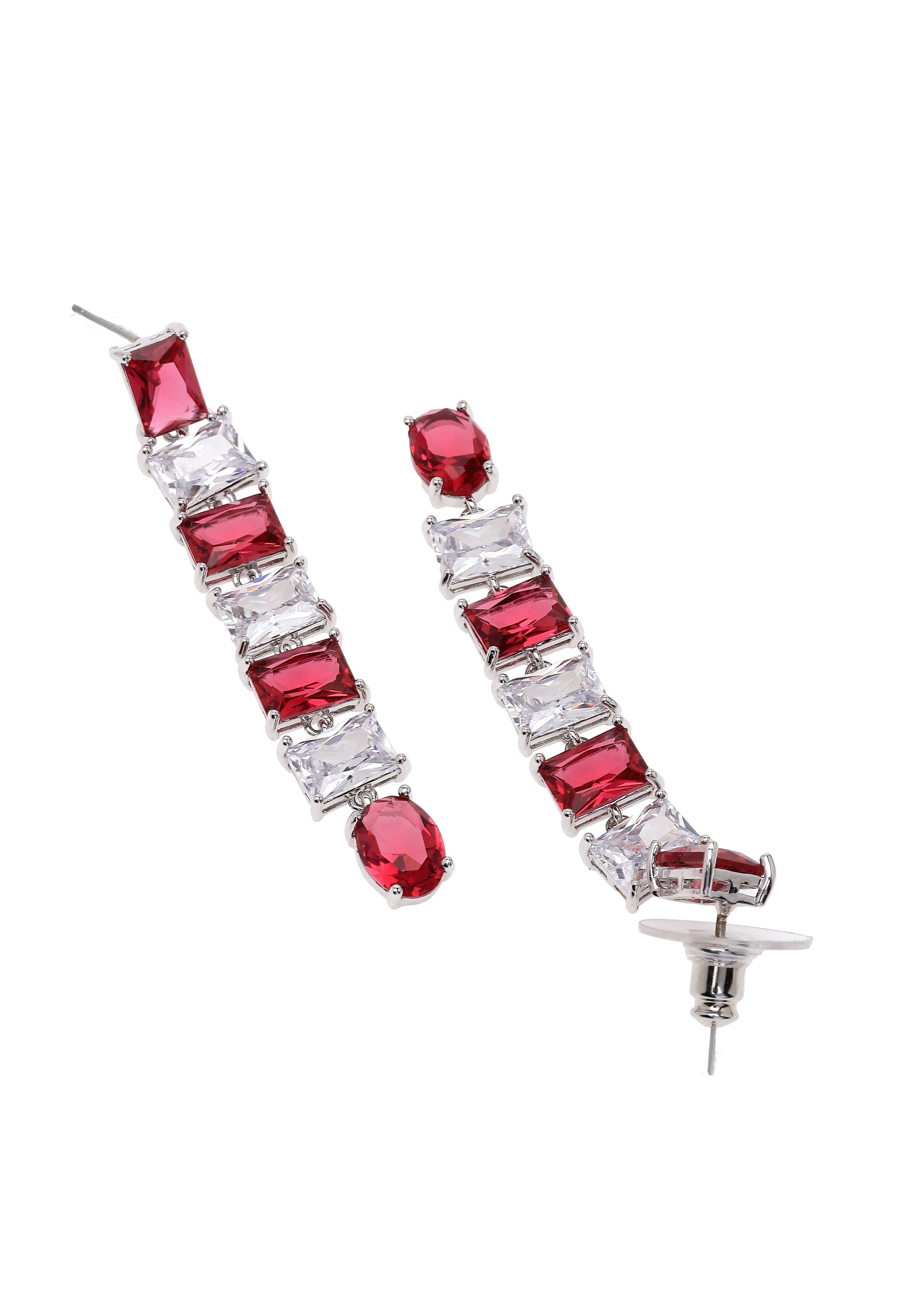 Hot Red Square Drop Earrings