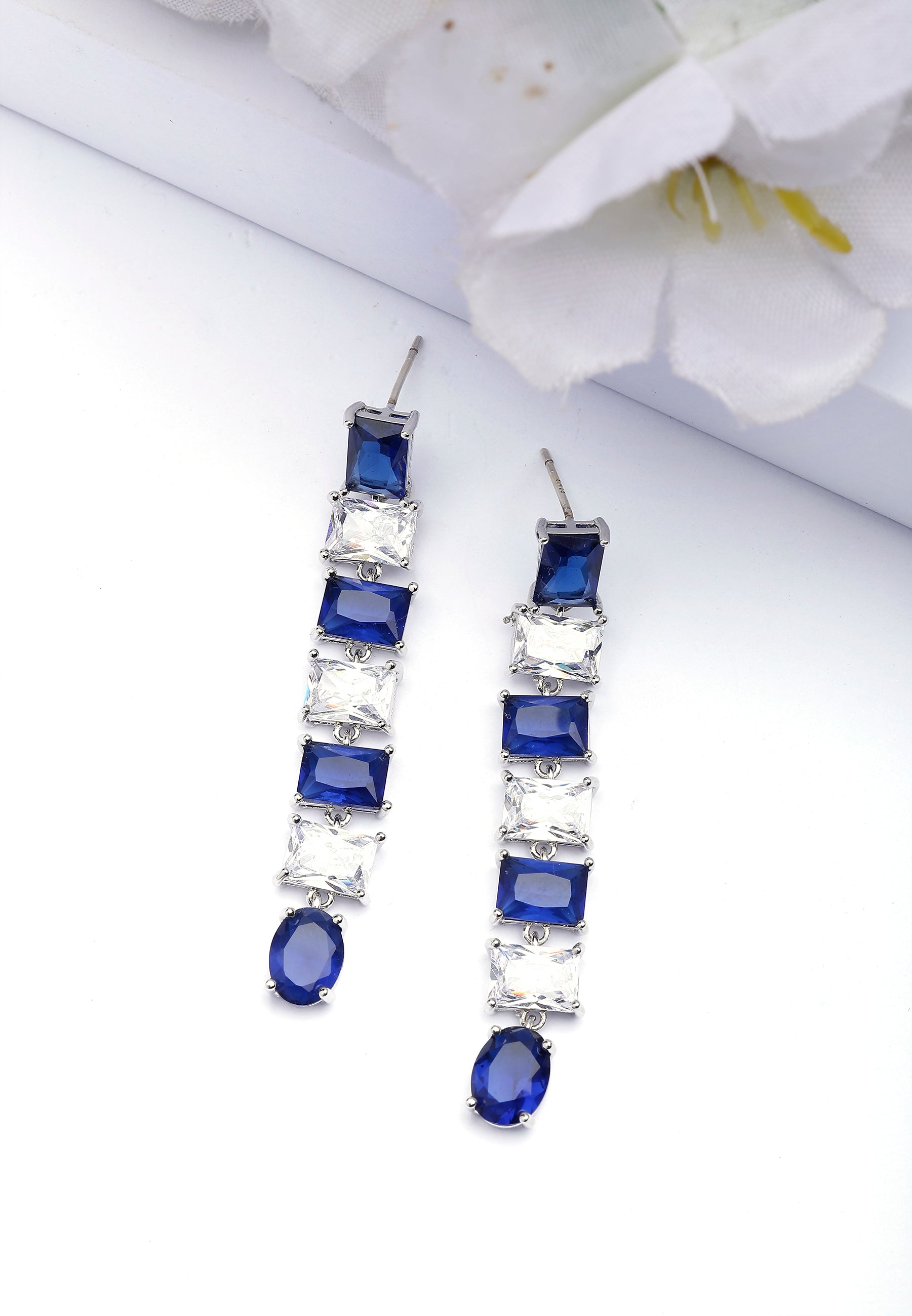 Blue Square Drop Earrings